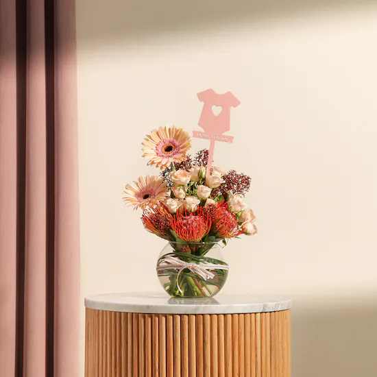 Welcome Baby Girl Flowers Vase