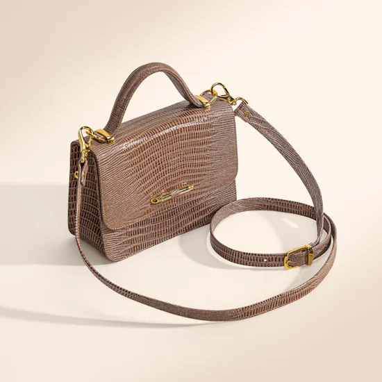 Rula Galayini Baby Vertigo Tan Lizard-Print Women’s Bag