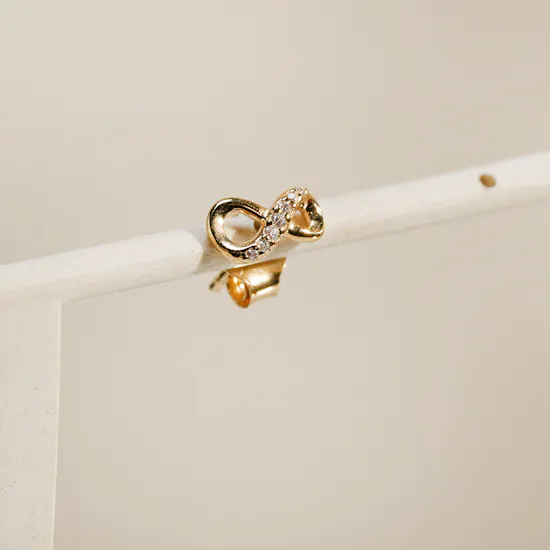 Pandora Golden Infinity Necklace and Earrings Gold Plated Set