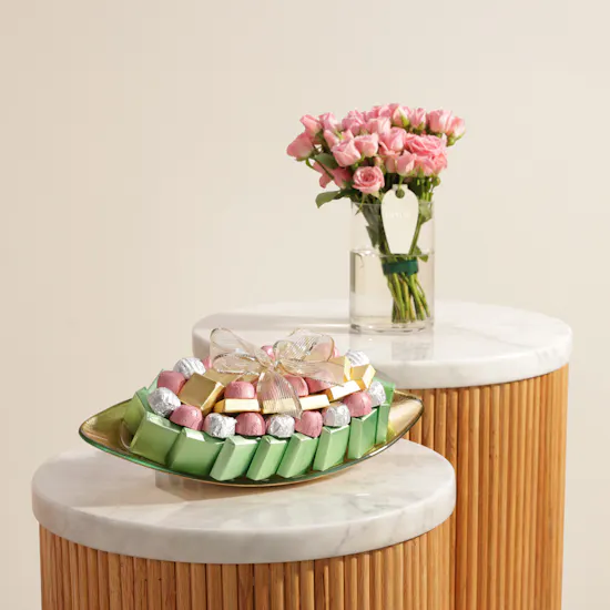 Bateel Chocolate Glass Tray | Glam Flowers
