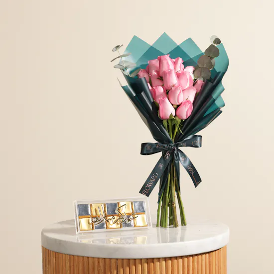 Ghazl Chocolatier Eid Mubarak Chocolate Box | Pure Majesty Flower
