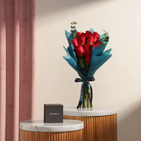 Emporio Armani World Explorer Green Men's Watch | Charming Red Flowers