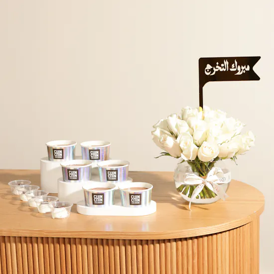 Chin Chin Crème Caramel Box | Graduation Flowers