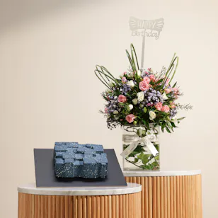 Dinara Kasko Cookies Squares Cake | Festive Birthday Flower Vase