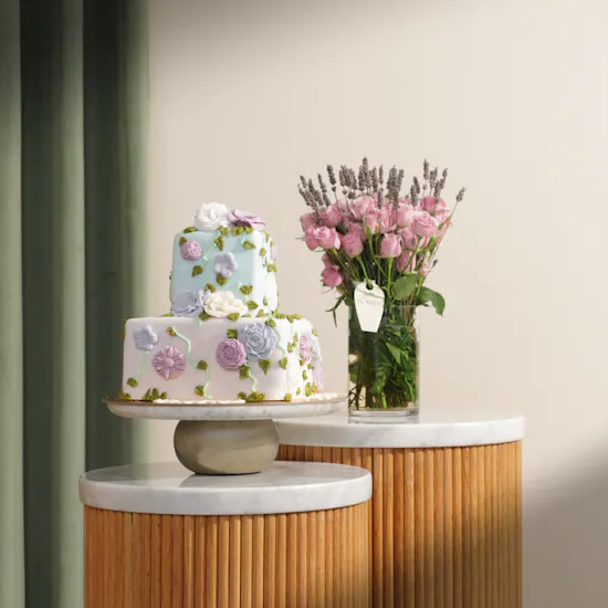 Floward Floral Layers Birthday Cake | Whisper Flowers Vase