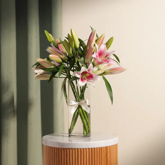 Pink Grace Lily Vase | 8 Flowers