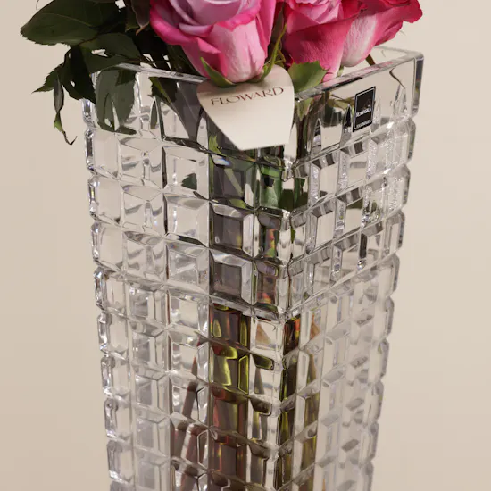 Rogaska Charm Atrium Crystal Purple Roses Vase