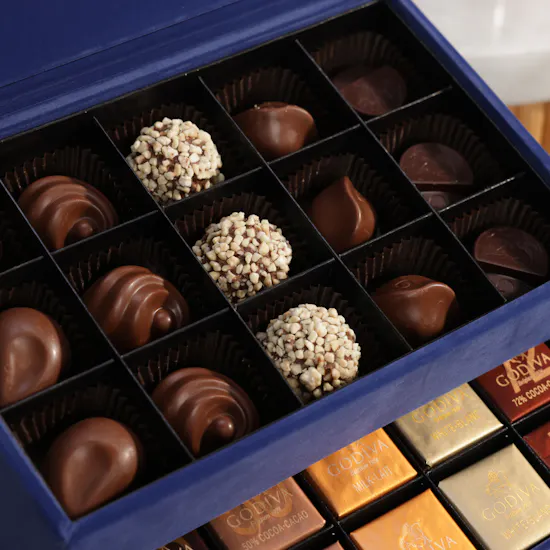 Godiva Small Navy Blue Royal Chocolate Box | Serenity Flowers Vase