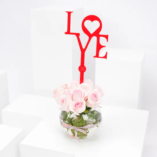 Light Pink Roses | Glass Vase