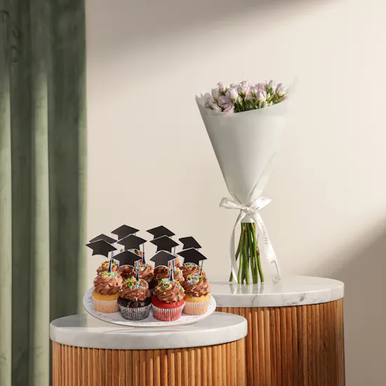 Floward Mixed Graduation Cupcakes | Soft Celebration Flowers