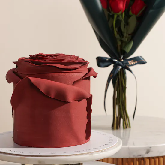 Floward Red Rose Premium Cake | Sacred Passion Flower