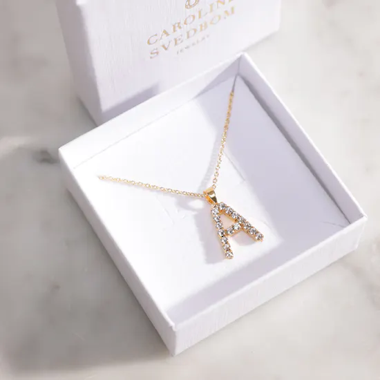 Caroline Svedbom Mini A Letter Crystal Necklace