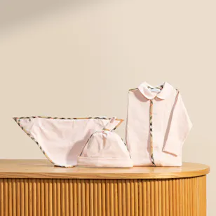 Burberry Pink Cotton Three-piece Newborn Baby Girl Gift Set