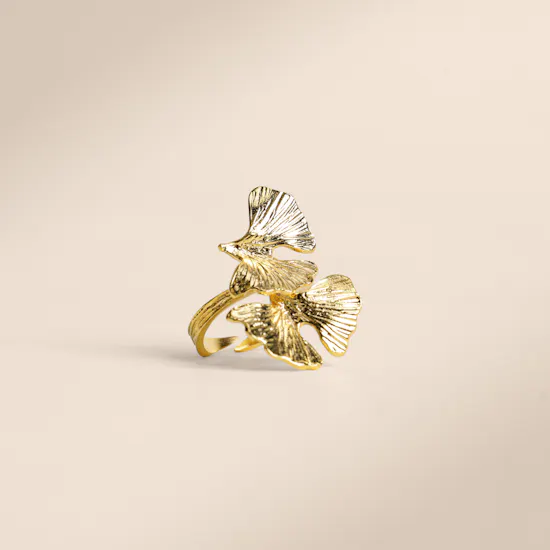 Lynyer Gold-plated Twisted Flora Petal Ring
