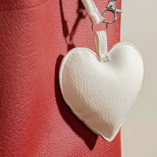 Glossy Touch Burgundy Leather with White Heart Charm Women’s Bag