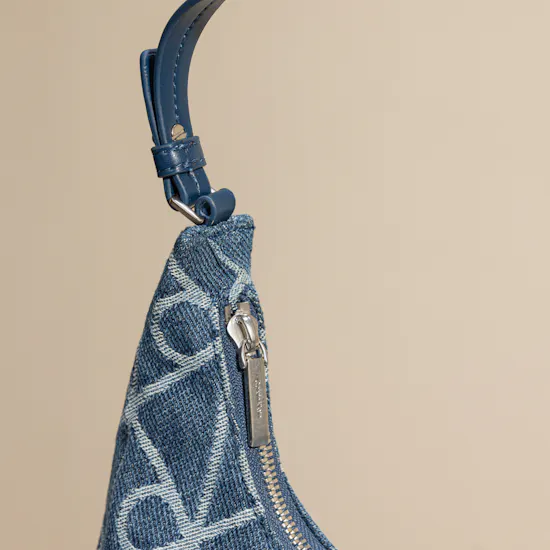 Calvin Klein Denim Allover Emblem Logo Shoulder Bag