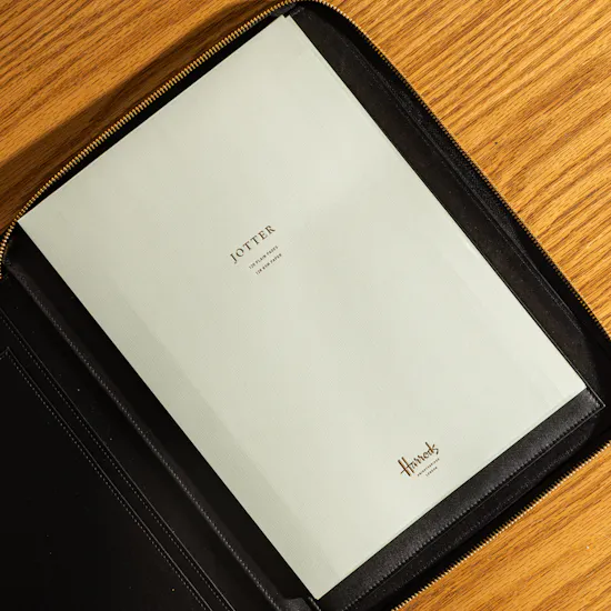 Harrods Leather Writing Black Folder