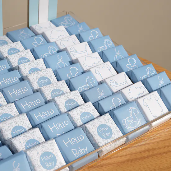 lilac Hello Baby Boy Chocolate Tray