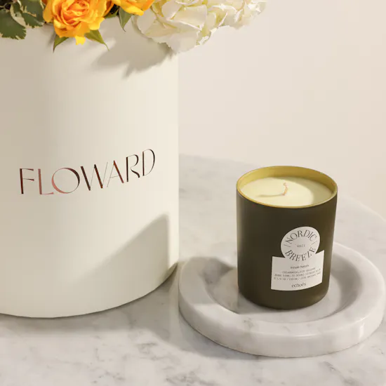Echoes Basil & Green Tea Small Candle | Memories Written in Flowers Box
