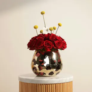 Crimson Luxe Red Rose Vase 