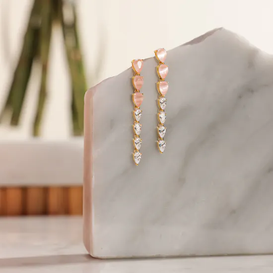 Velvet Desert Cat Eye Stone Drop Earrings | Delicate Flowers
