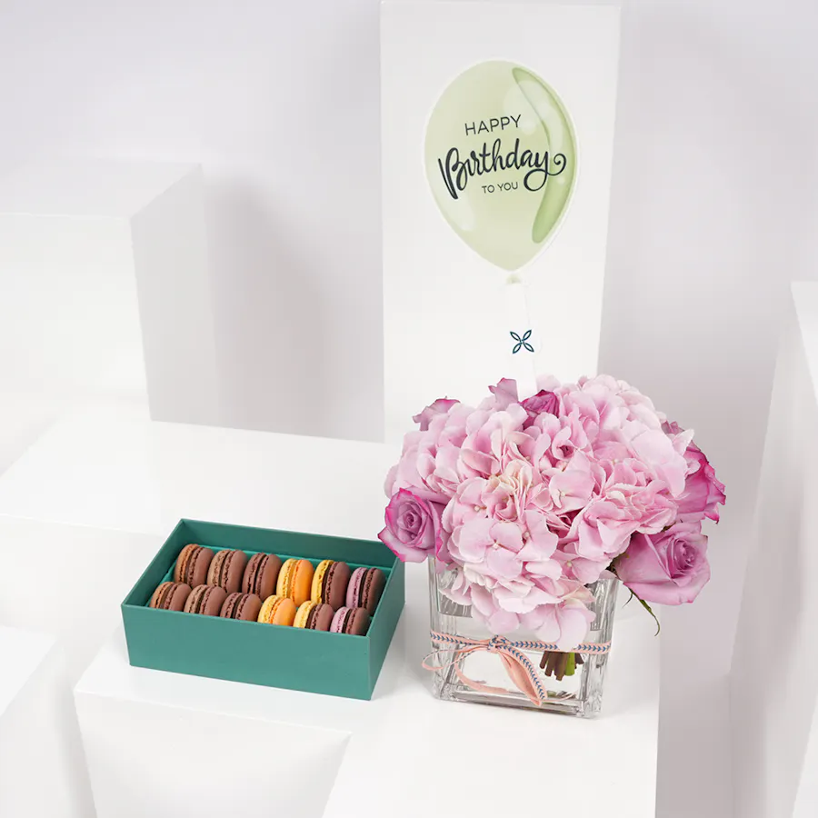 Ermine Macarons Small Box | Birthday Blooms 1