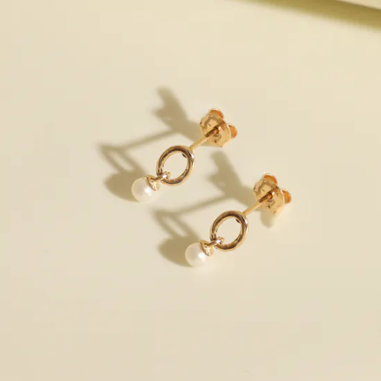 Miss L' By L'azurde Pearl Drop Gold Earrings