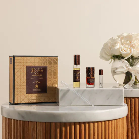 Abdul Samad Al Qurashi Elite Agarwood Oil | Serene White Roses Vase