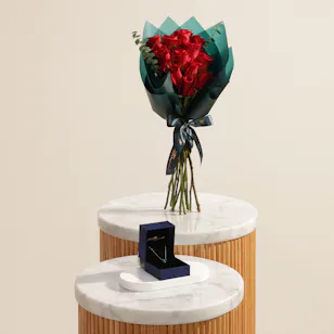 Lapis Diamond Heart Necklace | Love Flower Bouquet 