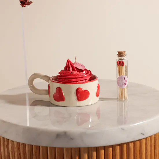 Done By SHK Red Velvet Candle in Heart Cup | I Love You Balloon