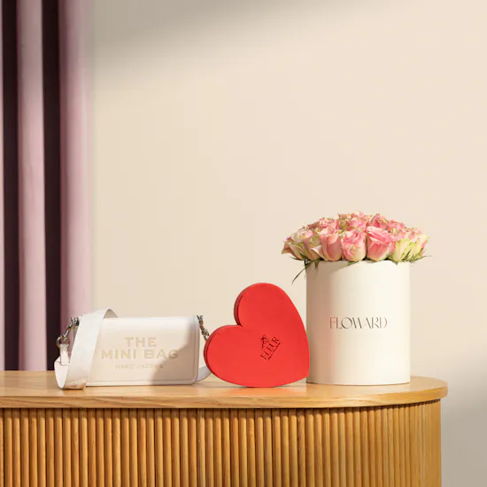 Marc Jacobs Crossbody Mini Bag | Fleur Red Heart Chocolate Box and Flowers