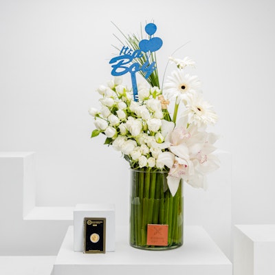 BTC Gold Coin | White Blooms | It's a Boy