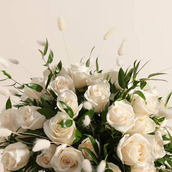 Pure White Roses Vase | 50 Flowers
