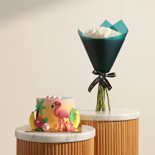 Floward Flamingo Isle Cake | Tropical Glow Flowers