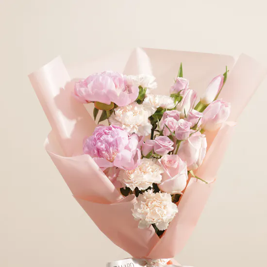 Blushing Delight Peony Flower Vase