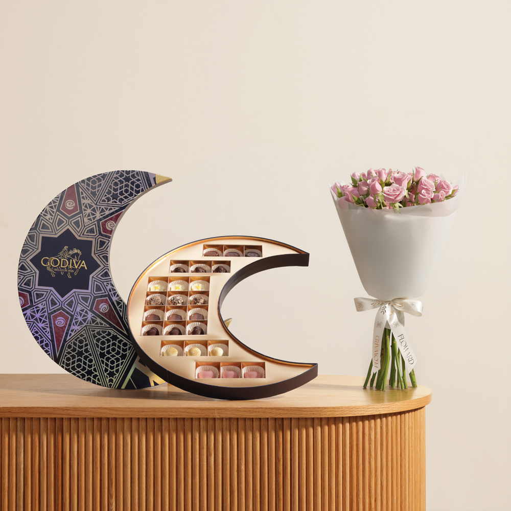 صندوق شوكولاتة أنيق من جوديفا | باقة زهور بهجة التجمع