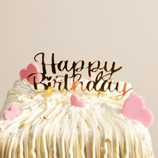 Floward Happy Birthday with Pink Hearts Two Tier Cake