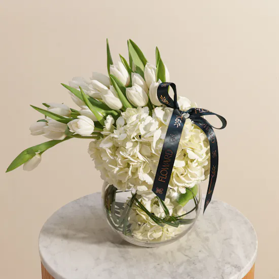Graceful Hydrangea and Tulip Vase