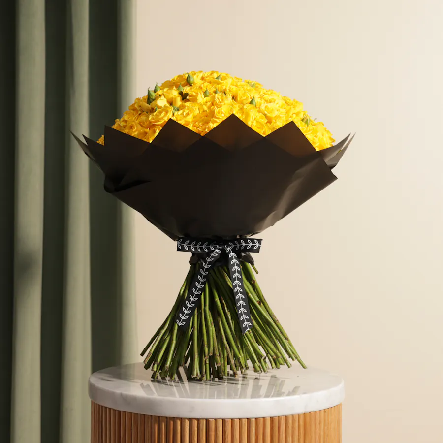 Sunshine Delight Bouquet | 100 Baby Roses 6