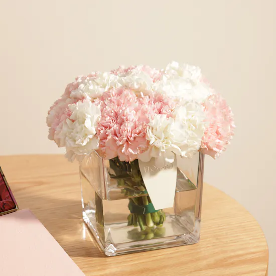 Bostani Chocolate Pink Floral Bag | Celestial Carnation Flowers Vase