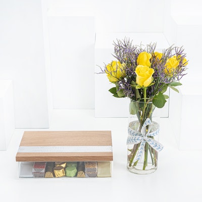 Risus Chocolate Wood Box | Bloom in Yellow