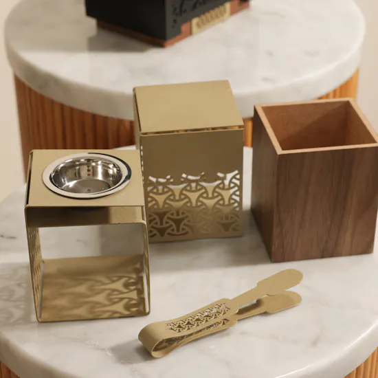 Cascades Beige Wooden Incense Burner Set
