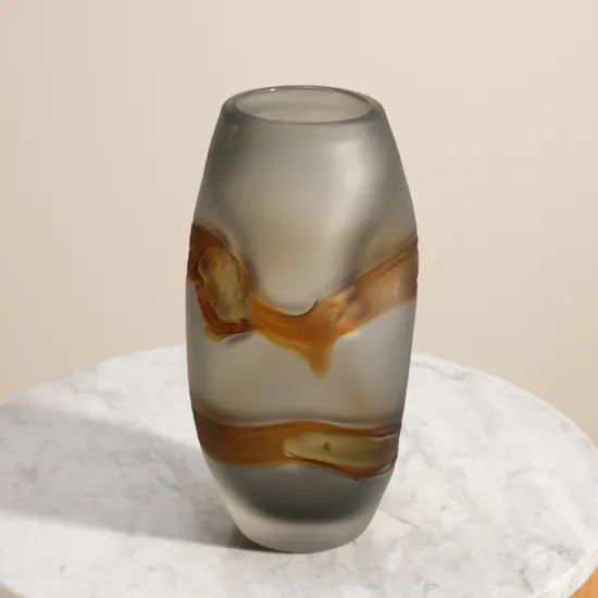Floward Grey and Brown Dented Opaque Glass Vase