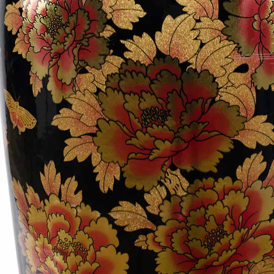 Elegant Gold Floral Pattern Black Vase | 160 cm