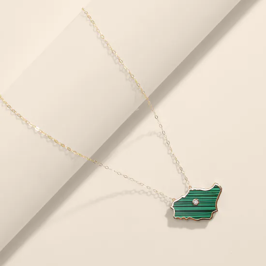 L'azurde Instyle KSA Map Gold and Diamond Necklace