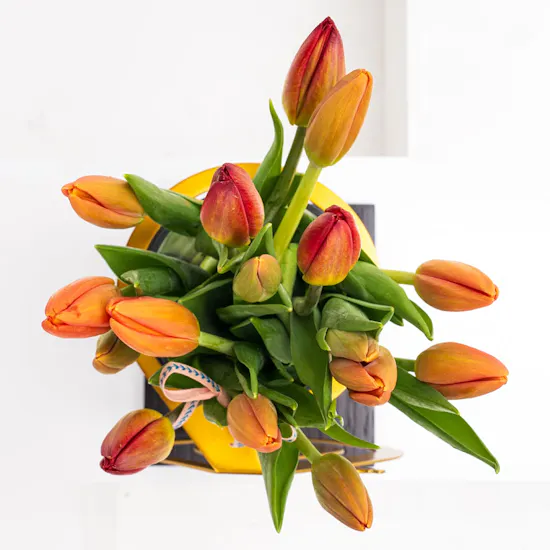 Golden Mom's Vase | Orange Tulips