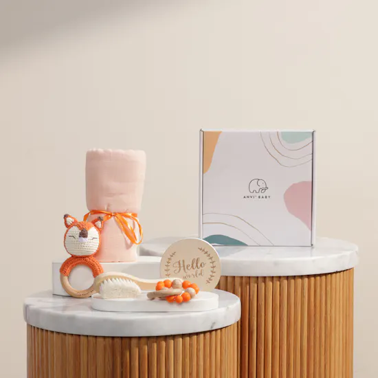 Anvi Baby Newborn Baby Orange Fox Gift Set