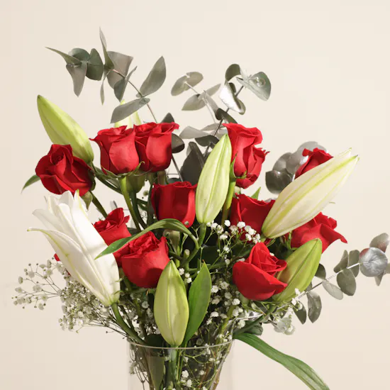 Crimson Elegance Flowers Vase