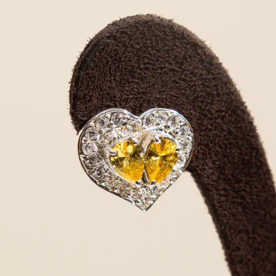 Hrh Yellow Heart Gold Plated Studs Earrings