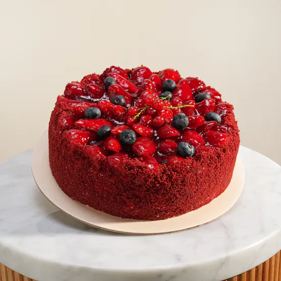 Secrets Red Velvet and Berry Cake